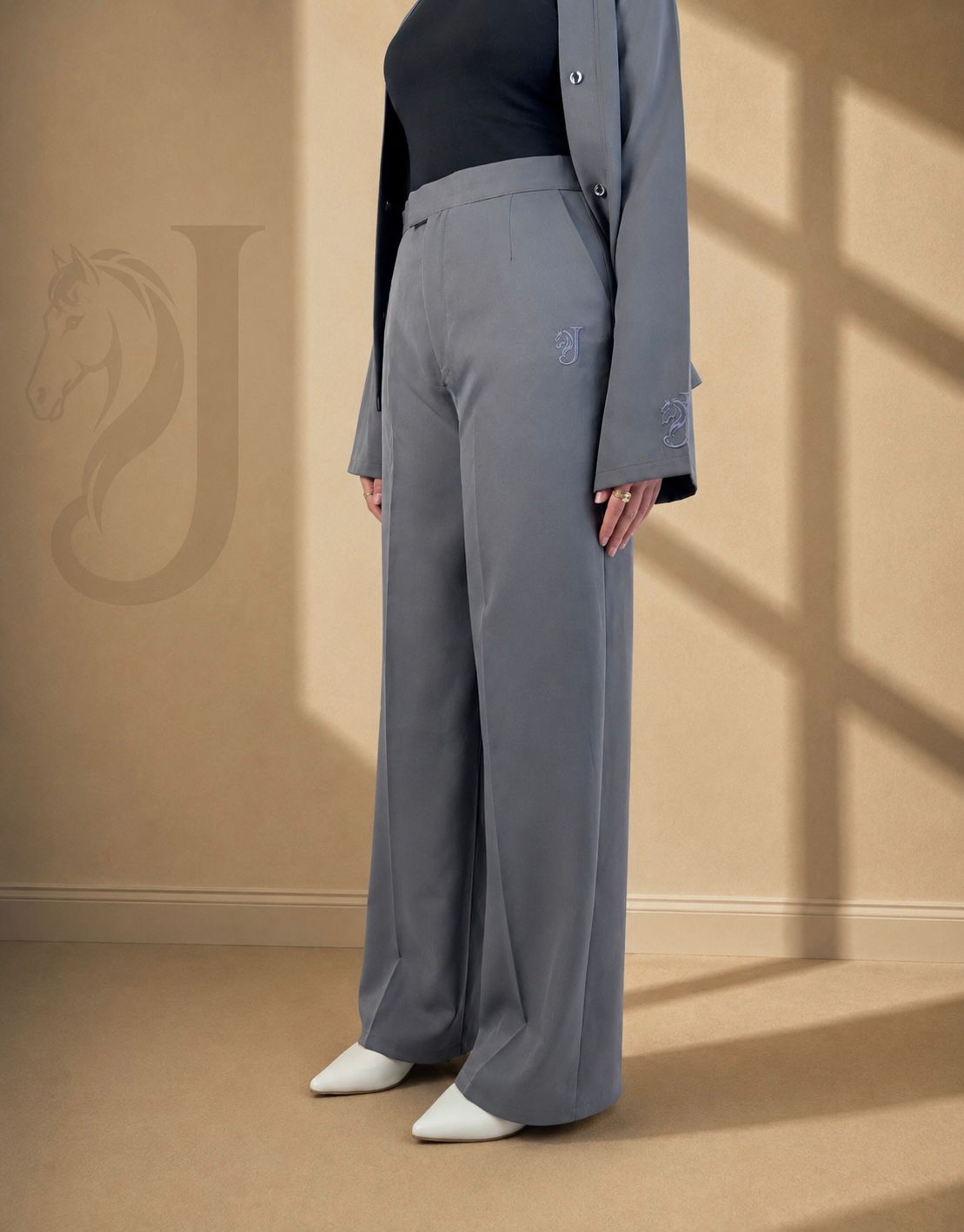 Wide-Leg Pants – Gray